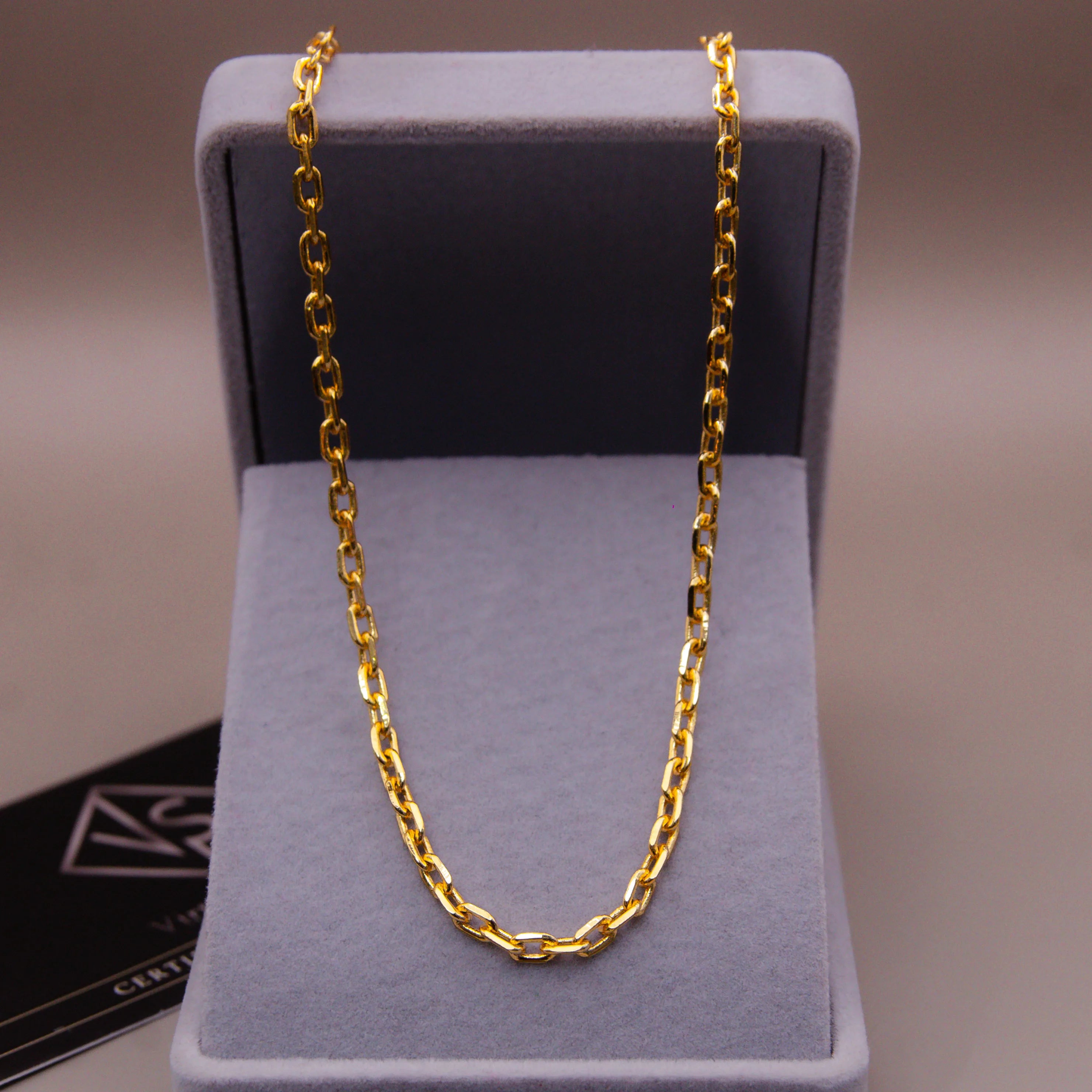 Corrente Cadeado 3mm Banhado a ouro 18k