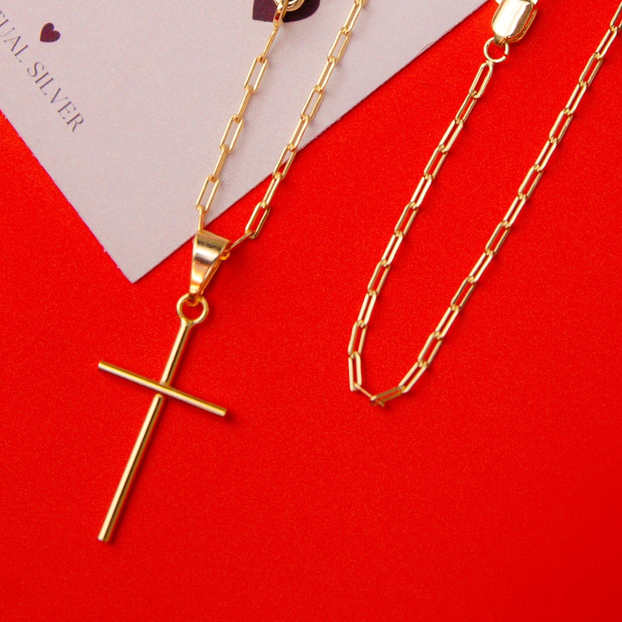 Conjunto Elo alongado 2MM com pingente cruz