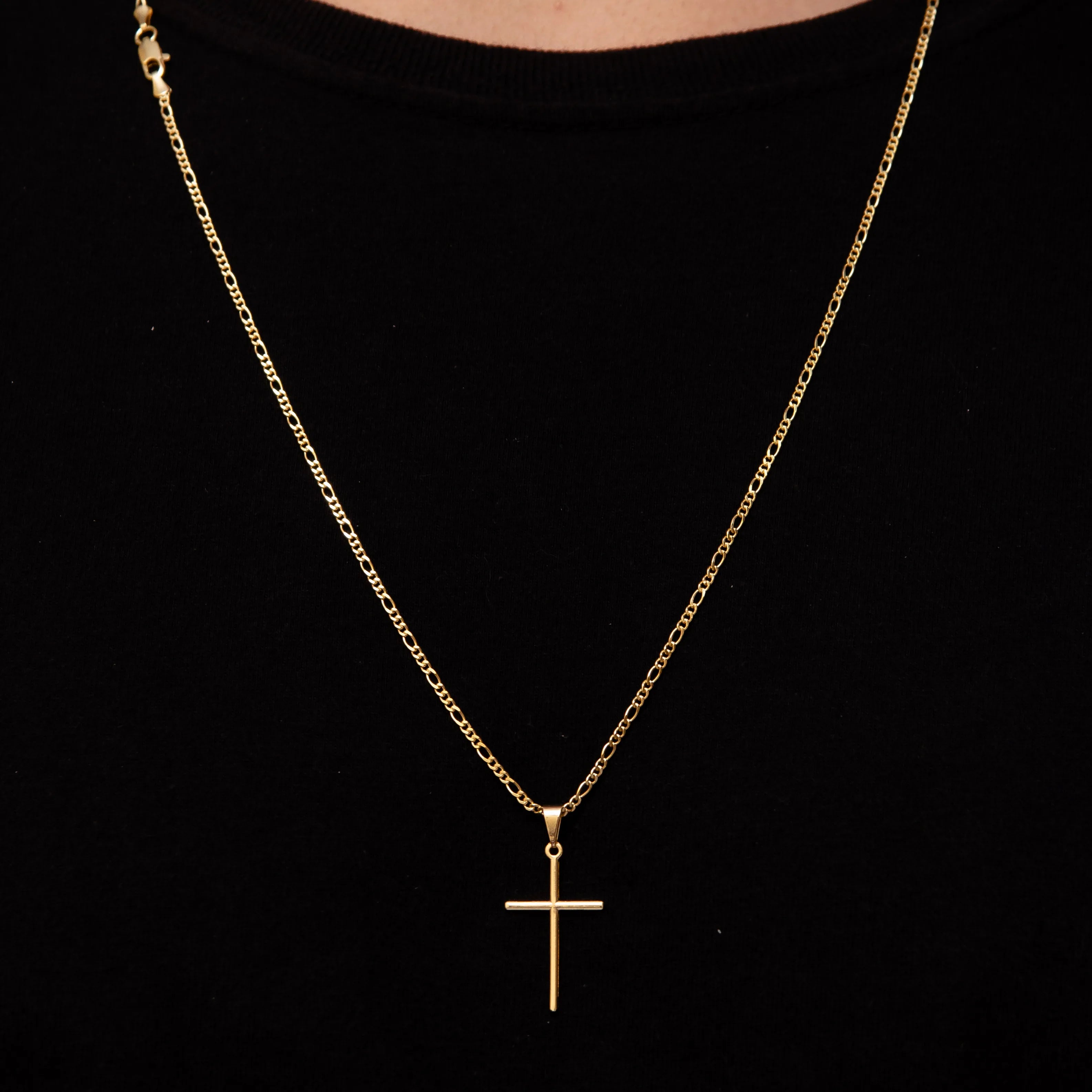 Corrente 3x1 2mm com Pingente Cruz Palito a Ouro 18k