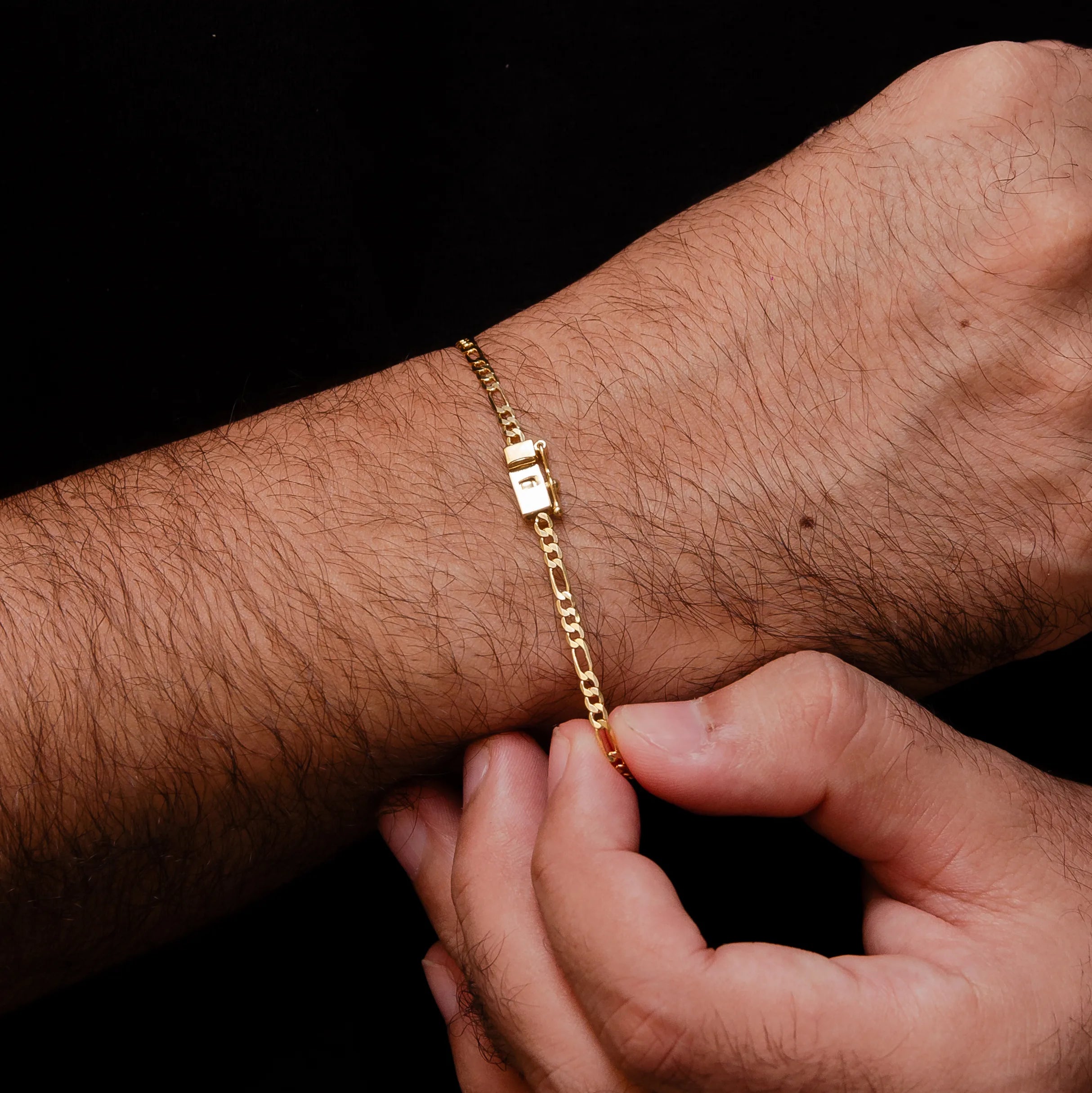 Pulseira Fígaro 3x1 3mm Banhado a Ouro 18k