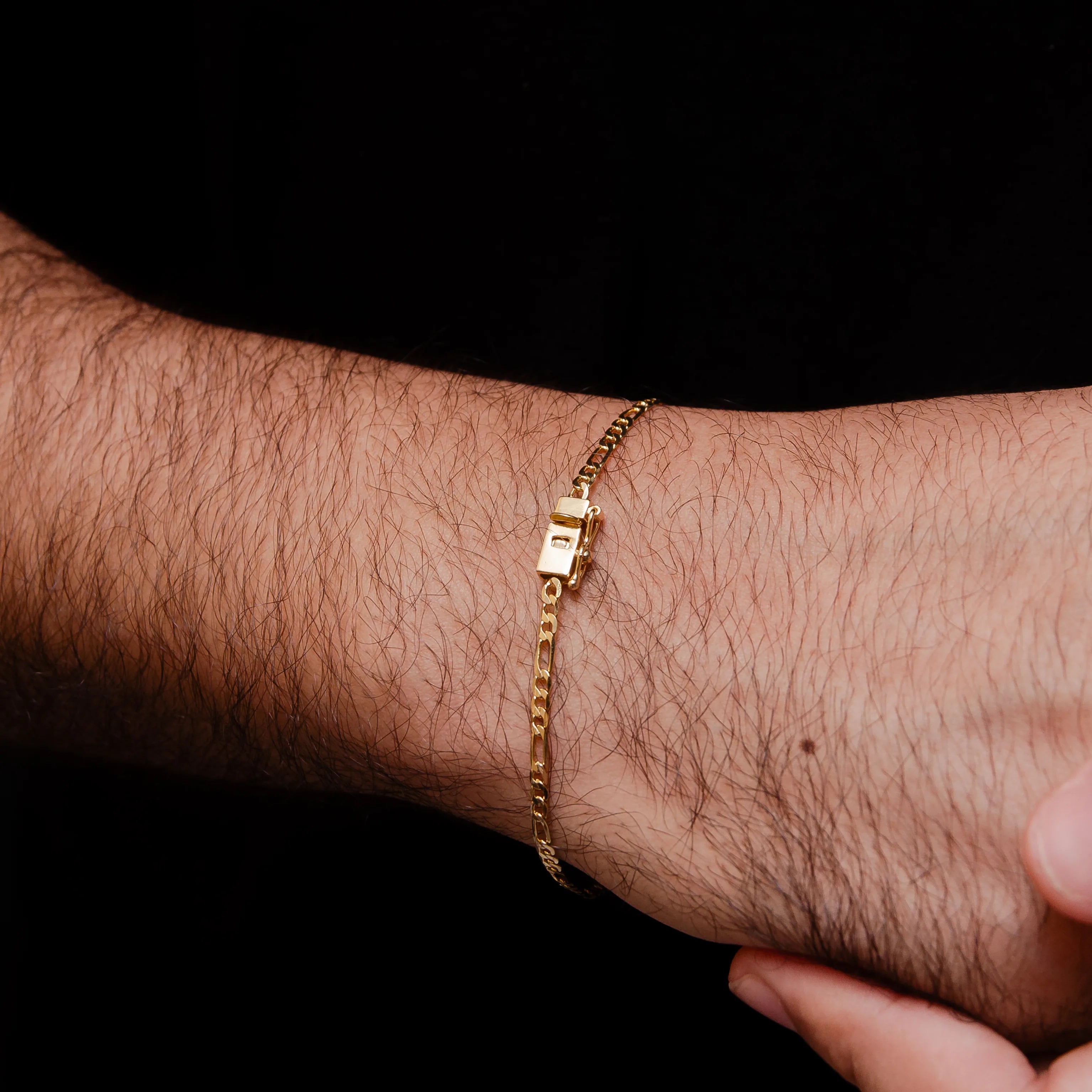 Pulseira Fígaro 3x1 3mm Banhado a Ouro 18k