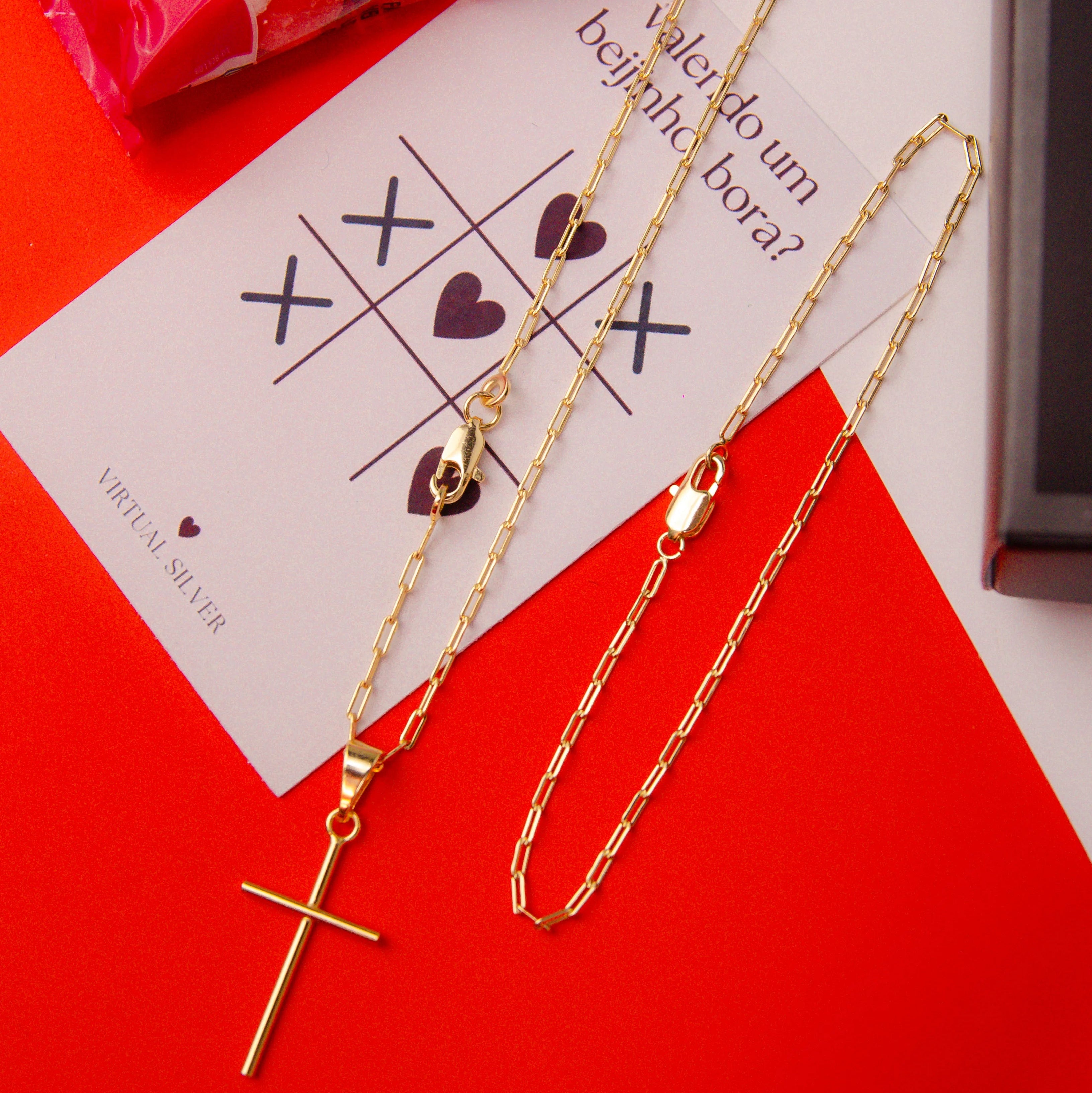 Conjunto Elo alongado 2MM com pingente e pulseira