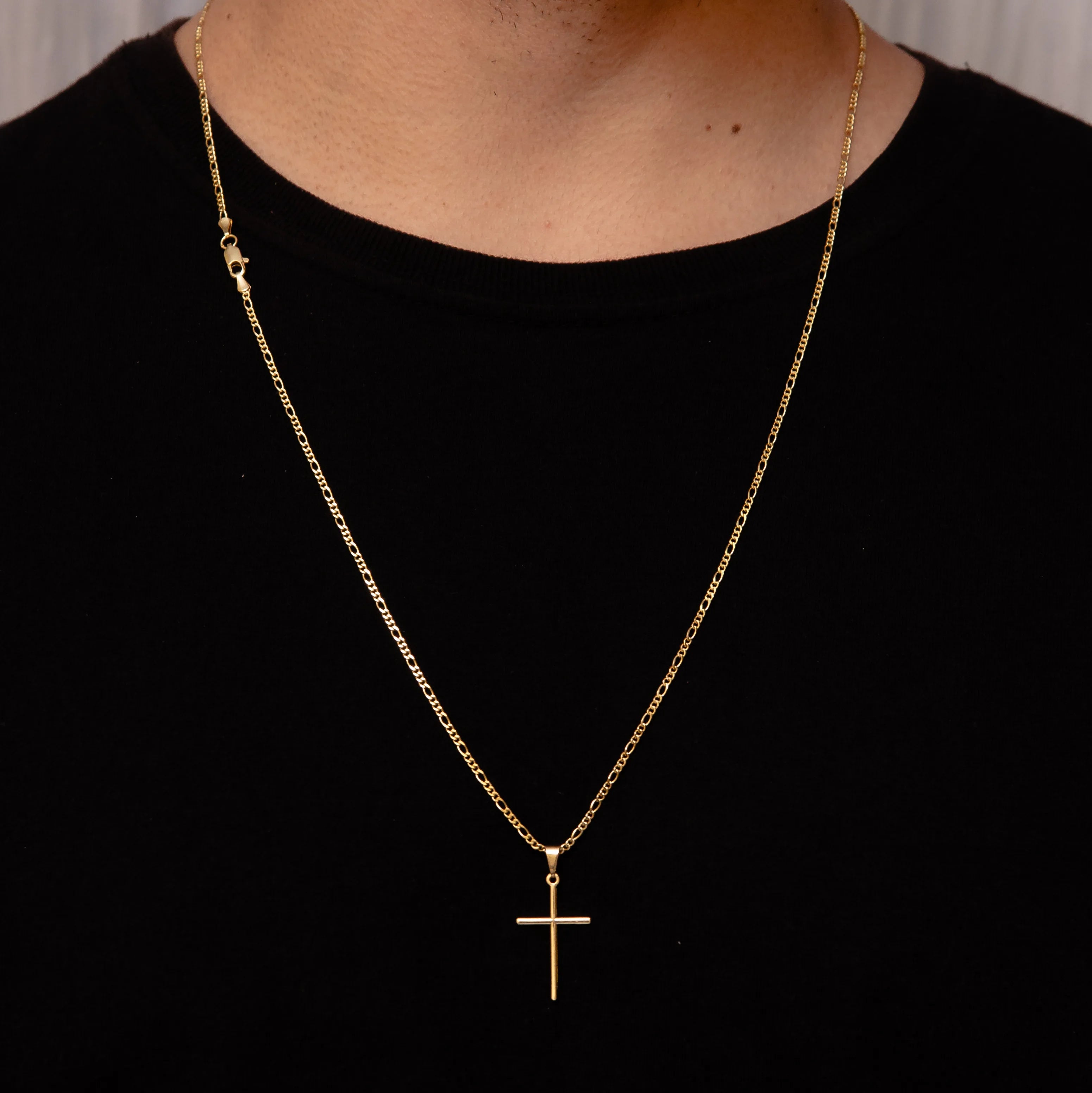 Corrente 3x1 2mm com Pingente Cruz Palito a Ouro 18k
