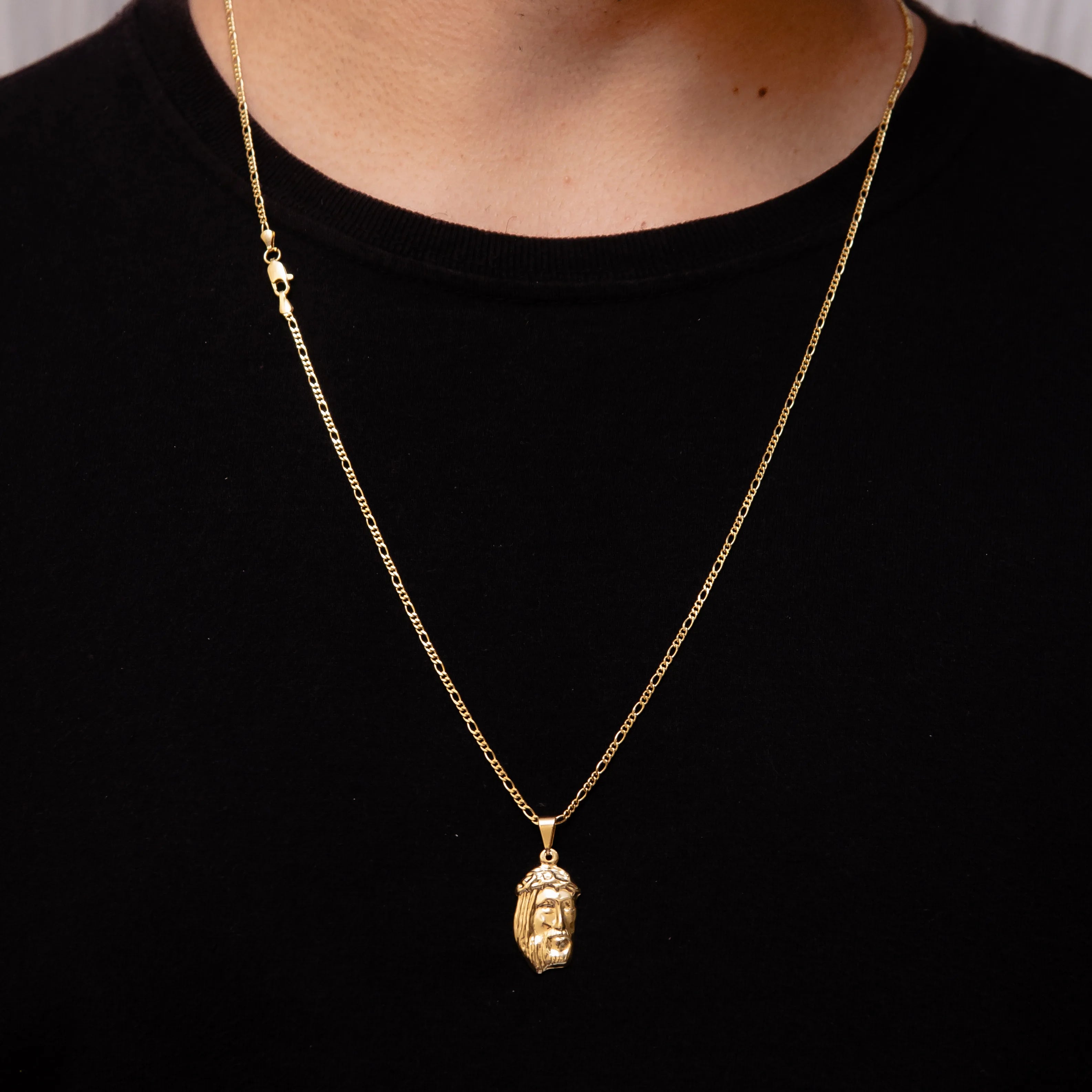 Corrente 3x1 2mm com Pingente Face Banhado a Ouro 18k