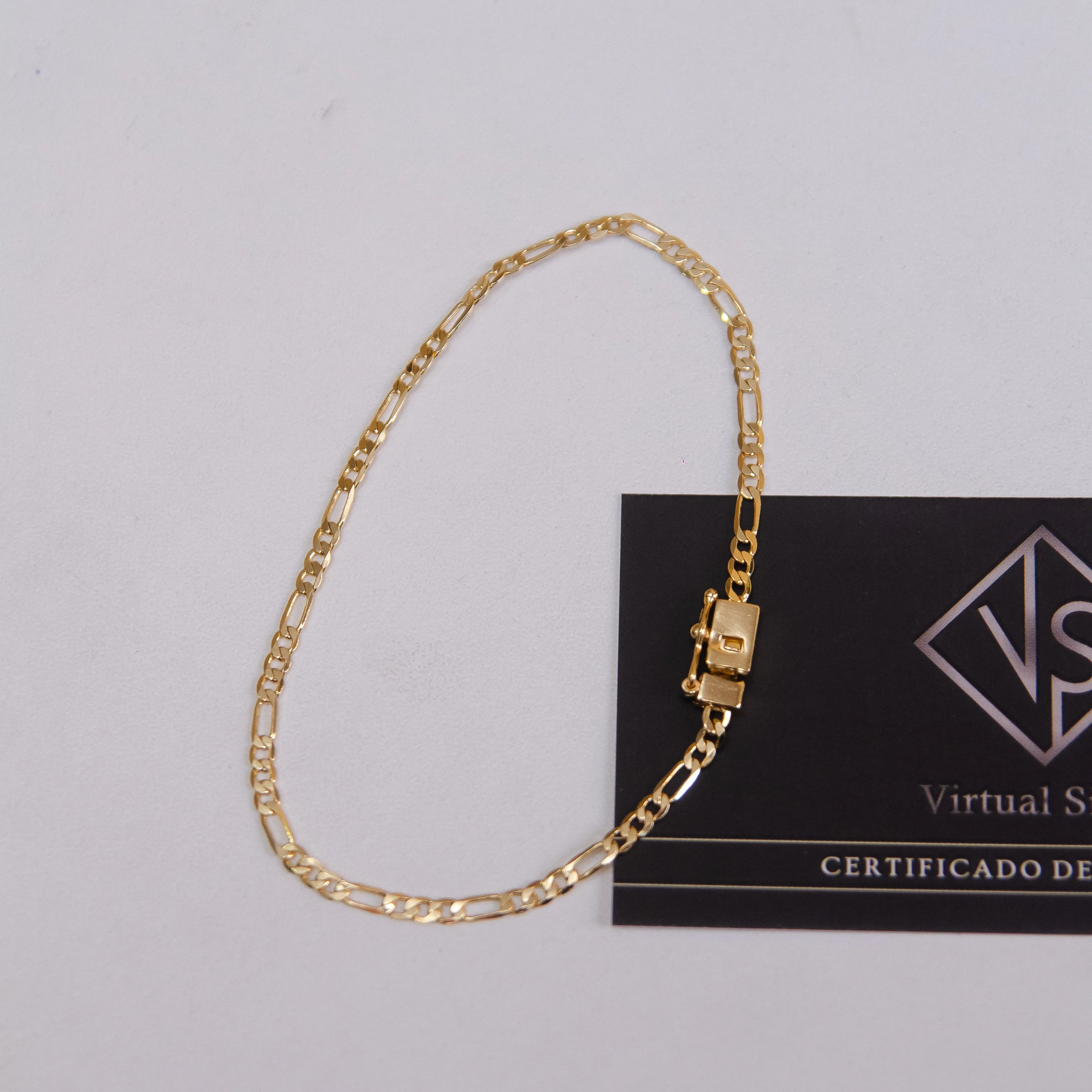Pulseira Fígaro 3x1 3mm Banhado a Ouro 18k