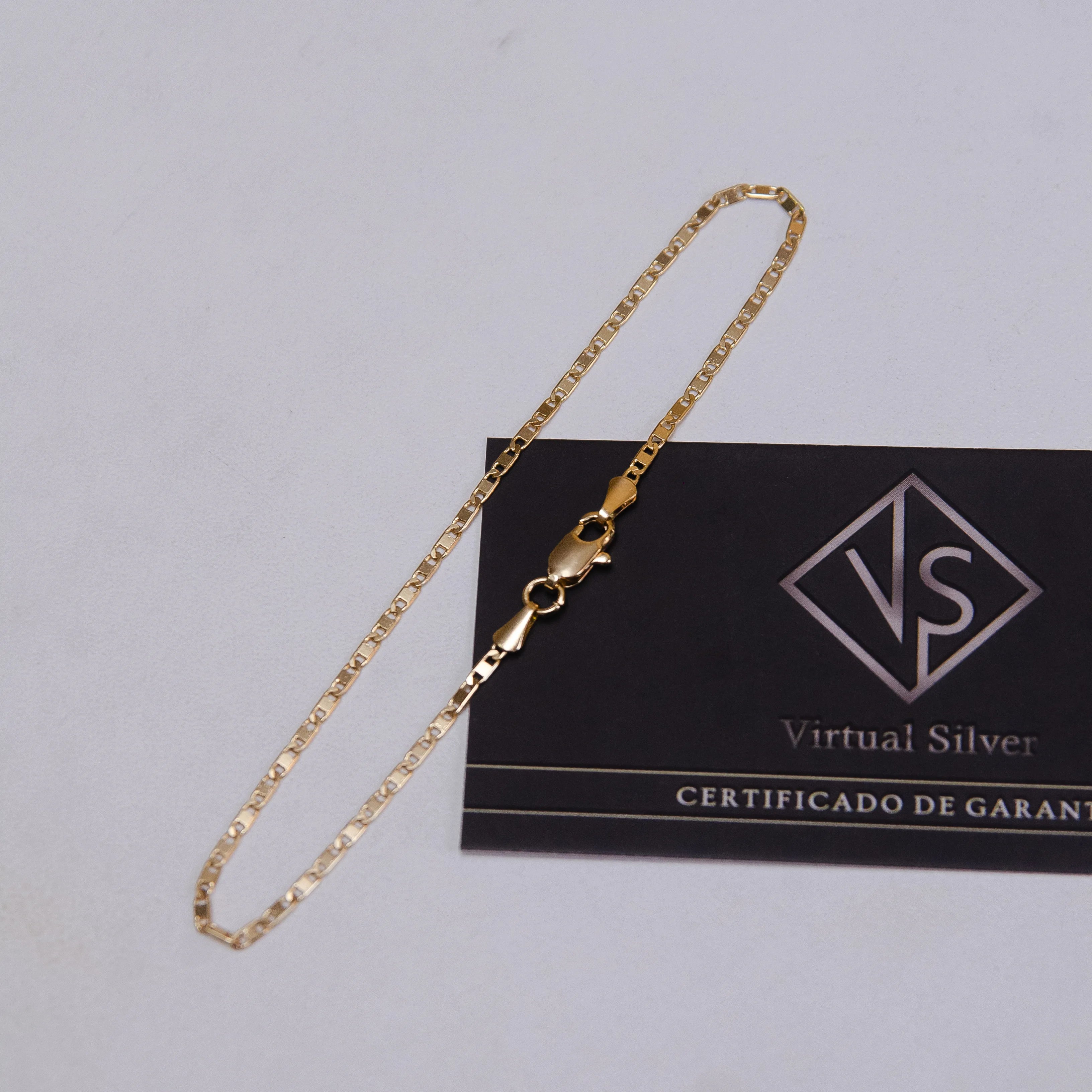 Pulseira Piastrine 2mm Banhado a Ouro 18k